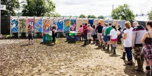 Participants queue up to give their urine