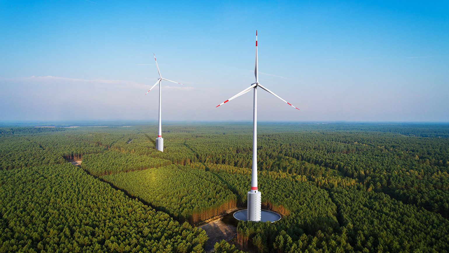 Ces éoliennes ressemblent à de véritables châteaux d’eau fonctionnant grâce à l’énergie du vent (Crédit photo: GE)